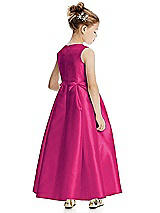 Rear View Thumbnail - Think Pink Princess Line Satin Twill Flower Girl Dress with Bows