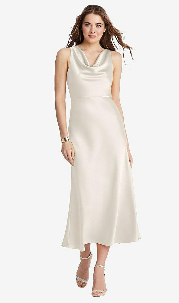 Front View - Ivory Cowl-Neck Midi Tank Dress - Esme