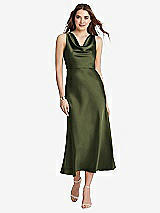 Front View Thumbnail - Olive Green Cowl-Neck Midi Tank Dress - Esme