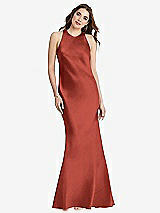 Rear View Thumbnail - Amber Sunset Tie Neck Low Back Maxi Tank Dress - Marin