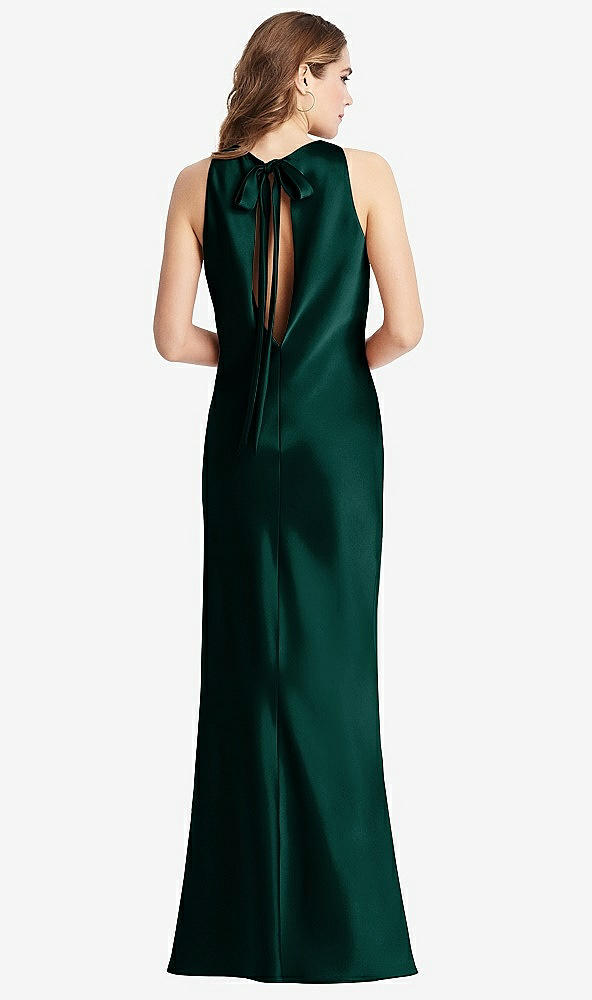 Front View - Evergreen Tie Neck Low Back Maxi Tank Dress - Marin