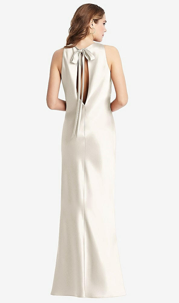 Front View - Ivory Tie Neck Low Back Maxi Tank Dress - Marin