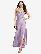 Front View Thumbnail - Pale Purple Asymmetrical Drop Waist High-Low Slip Dress - Devon