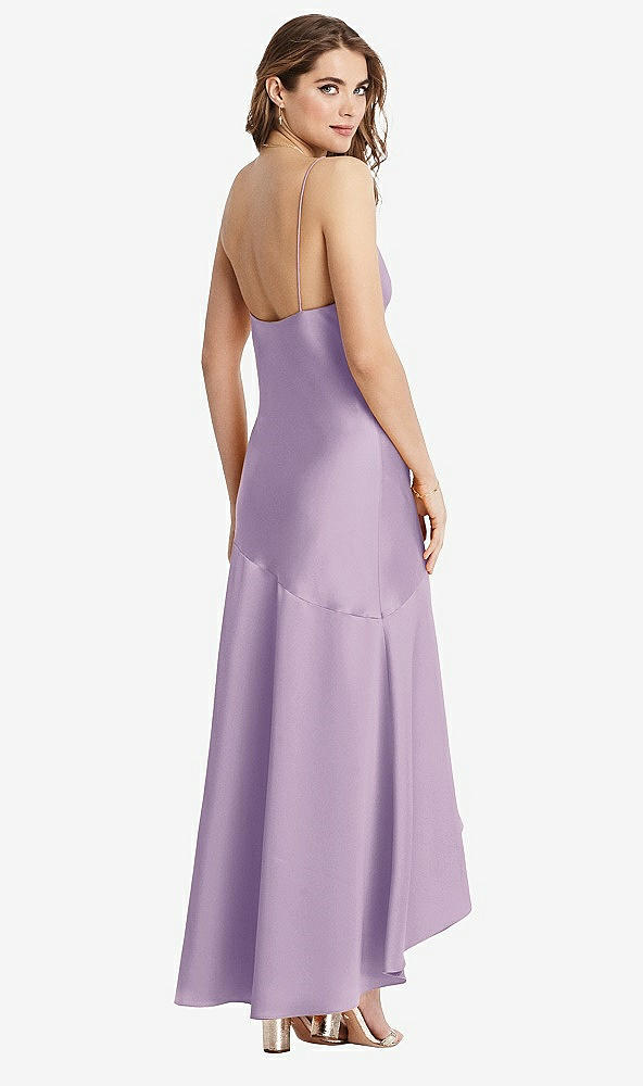 Back View - Pale Purple Asymmetrical Drop Waist High-Low Slip Dress - Devon
