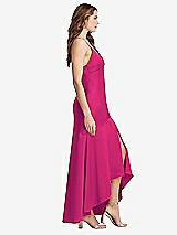 Side View Thumbnail - Think Pink Asymmetrical Drop Waist High-Low Slip Dress - Devon