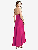 Rear View Thumbnail - Think Pink Asymmetrical Drop Waist High-Low Slip Dress - Devon