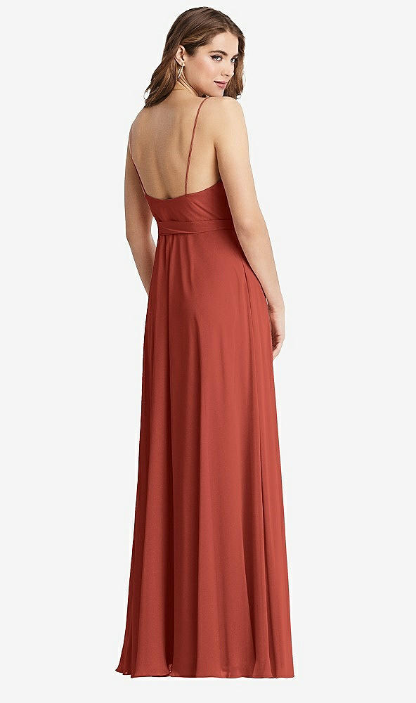 Back View - Amber Sunset Chiffon Maxi Wrap Dress with Sash - Cora