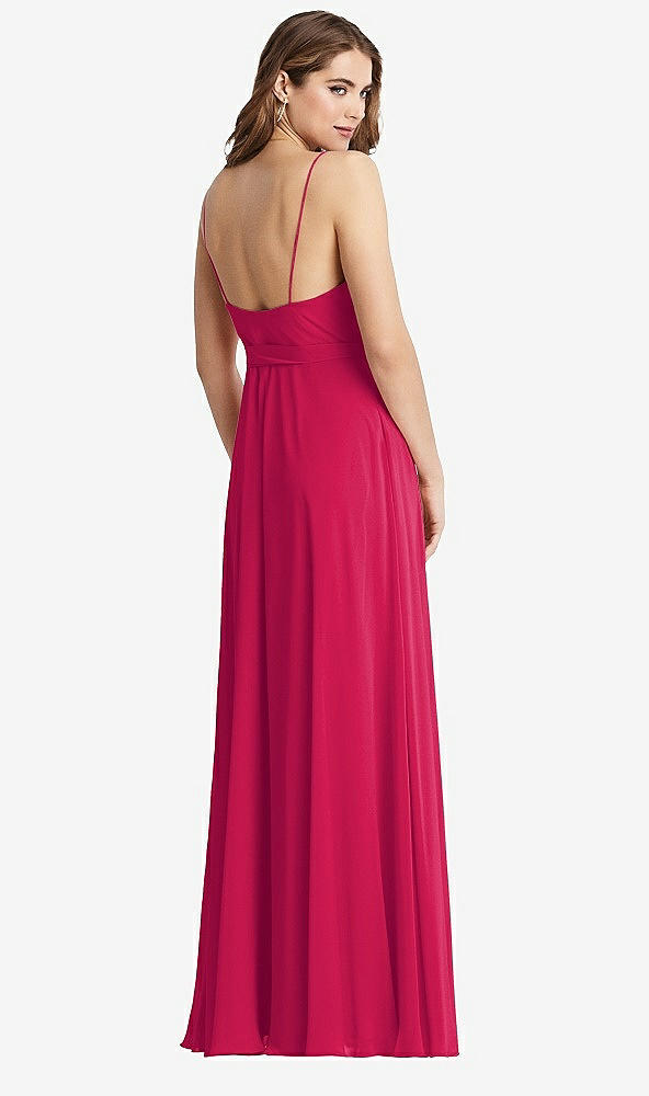 Back View - Vivid Pink Chiffon Maxi Wrap Dress with Sash - Cora