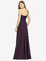 Rear View Thumbnail - Aubergine One-Shoulder Draped Chiffon Maxi Dress - Dani