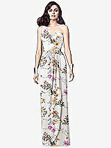 Alt View 1 Thumbnail - Butterfly Botanica Ivory One-Shoulder Draped Maxi Dress with Front Slit - Aeryn