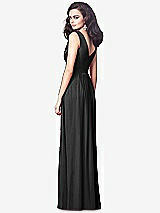 Rear View Thumbnail - Black Draped V-Neck Shirred Chiffon Maxi Dress
