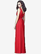 Rear View Thumbnail - Parisian Red Draped V-Neck Shirred Chiffon Maxi Dress