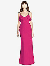 Front View Thumbnail - Think Pink Ruffle-Trimmed Backless Maxi Dress