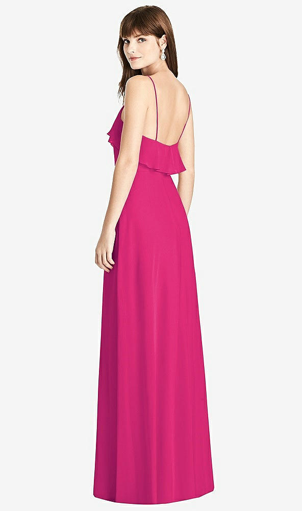 Back View - Think Pink Ruffle-Trimmed Backless Maxi Dress
