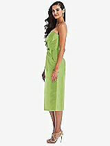 Side View Thumbnail - Mojito Strapless Bow-Waist Pleated Satin Pencil Dress with Pockets