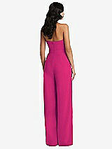 Rear View Thumbnail - Think Pink Strapless Pleated Front Jumpsuit with Pockets