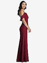 Alt View 2 Thumbnail - Burgundy One-Shoulder Draped Cuff Maxi Dress with Front Slit