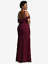 Rear View Thumbnail - Cabernet One-Shoulder Draped Cuff Maxi Dress with Front Slit