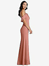Alt View 2 Thumbnail - Desert Rose One-Shoulder Draped Cuff Maxi Dress with Front Slit