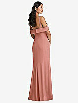 Alt View 3 Thumbnail - Desert Rose One-Shoulder Draped Cuff Maxi Dress with Front Slit