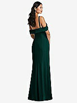 Alt View 3 Thumbnail - Evergreen One-Shoulder Draped Cuff Maxi Dress with Front Slit