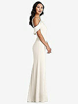 Alt View 2 Thumbnail - Ivory One-Shoulder Draped Cuff Maxi Dress with Front Slit
