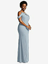 Side View Thumbnail - Mist One-Shoulder Draped Cuff Maxi Dress with Front Slit