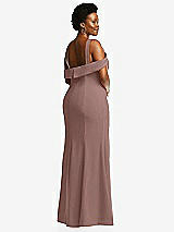 Rear View Thumbnail - Sienna One-Shoulder Draped Cuff Maxi Dress with Front Slit