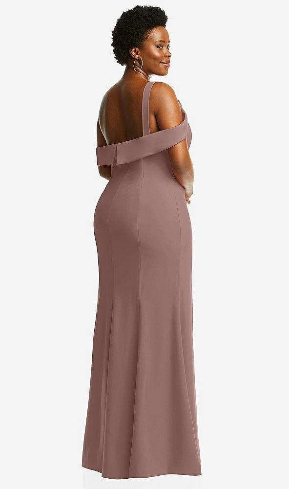 Back View - Sienna One-Shoulder Draped Cuff Maxi Dress with Front Slit