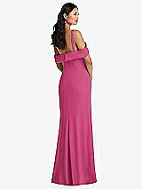 Alt View 3 Thumbnail - Tea Rose One-Shoulder Draped Cuff Maxi Dress with Front Slit