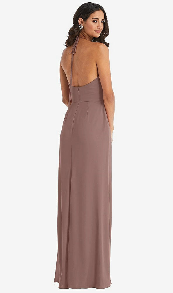 Back View - Sienna Spaghetti Strap Tie Halter Backless Trumpet Gown