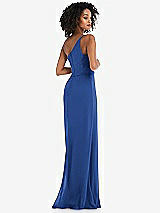 Alt View 3 Thumbnail - Classic Blue Skinny One-Shoulder Trumpet Gown with Front Slit