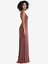 Alt View 2 Thumbnail - English Rose Skinny One-Shoulder Trumpet Gown with Front Slit