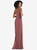 Alt View 3 Thumbnail - English Rose Skinny One-Shoulder Trumpet Gown with Front Slit