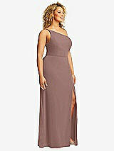 Side View Thumbnail - Sienna Skinny One-Shoulder Trumpet Gown with Front Slit