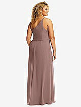 Rear View Thumbnail - Sienna Skinny One-Shoulder Trumpet Gown with Front Slit