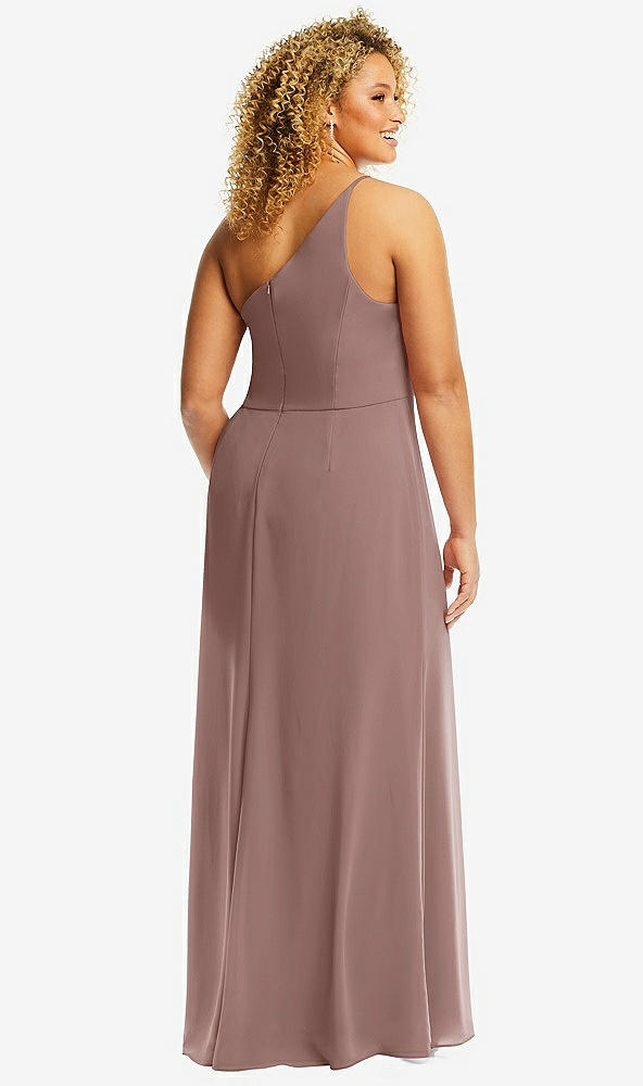 Back View - Sienna Skinny One-Shoulder Trumpet Gown with Front Slit
