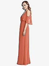 Side View Thumbnail - Terracotta Copper Convertible Cold-Shoulder Draped Wrap Maxi Dress