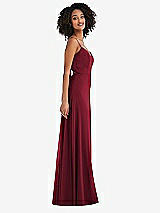 Side View Thumbnail - Burgundy Tie-Back Cutout Maxi Dress with Front Slit