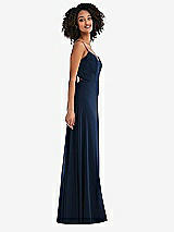 Side View Thumbnail - Midnight Navy Tie-Back Cutout Maxi Dress with Front Slit