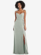Front View Thumbnail - Willow Green Tie-Back Cutout Maxi Dress with Front Slit