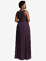 Rear View Thumbnail - Aubergine Deep V-Neck Chiffon Maxi Dress