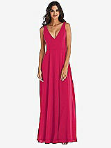 Alt View 3 Thumbnail - Vivid Pink Deep V-Neck Chiffon Maxi Dress