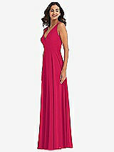 Alt View 4 Thumbnail - Vivid Pink Deep V-Neck Chiffon Maxi Dress