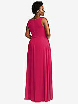 Rear View Thumbnail - Vivid Pink Deep V-Neck Chiffon Maxi Dress