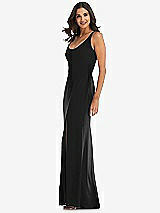 Side View Thumbnail - Black Scoop Neck Open-Back Trumpet Gown