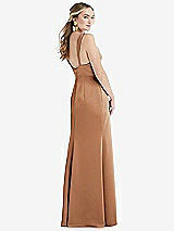 Rear View Thumbnail - Toffee Twist Strap Maxi Slip Dress with Front Slit - Neve