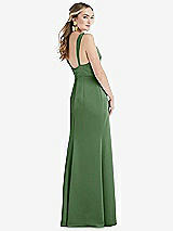 Rear View Thumbnail - Vineyard Green Twist Strap Maxi Slip Dress with Front Slit - Neve