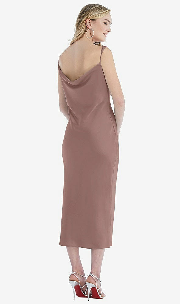 Back View - Sienna Asymmetrical One-Shoulder Cowl Midi Slip Dress