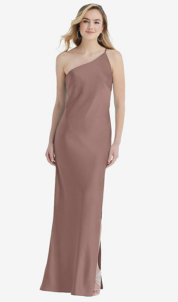 Front View - Sienna One-Shoulder Asymmetrical Maxi Slip Dress